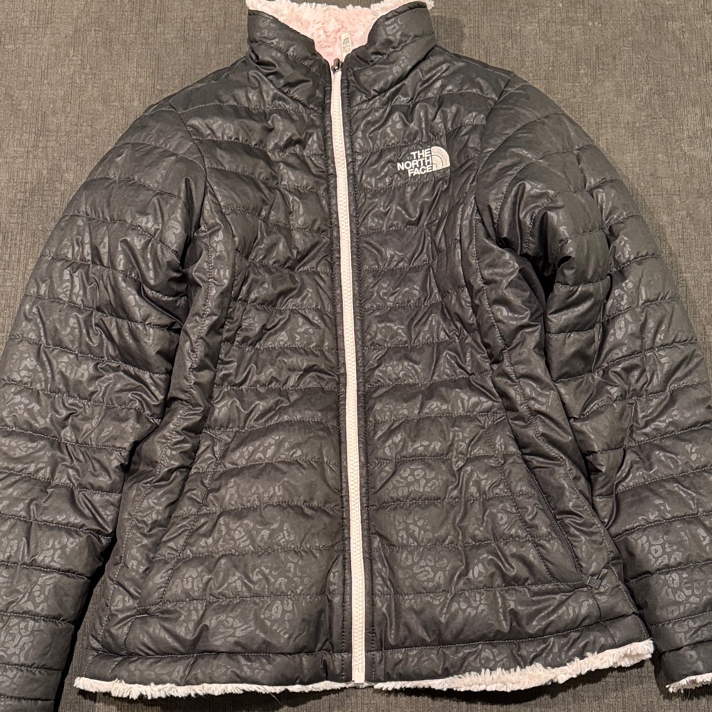 The North Face Youth Charcoal and Pink Reversible Jacket